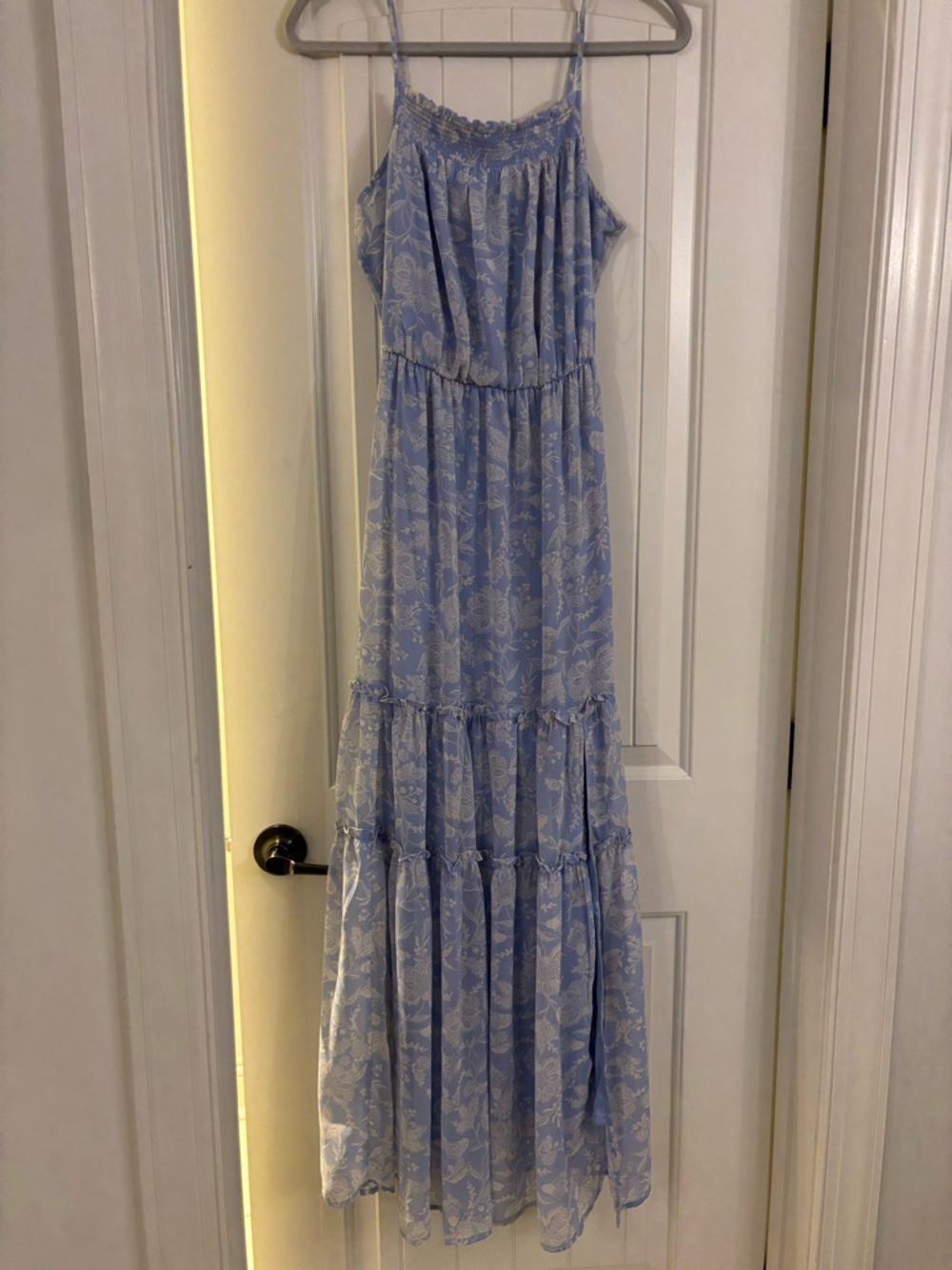 Altar'd State Light Blue Floral Tiered Maxi Dress